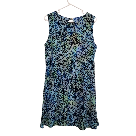 Bali Batiks Hand Painted Sleeveless Keyhole Back Resort Wear Dress - Medium - Picture 3 of 5
